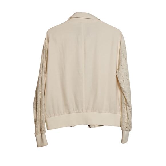 7 FOR ALL MANKIND Ivory Jacket with Eyelet Sleeves, Size Medium - Picture 2 of 14